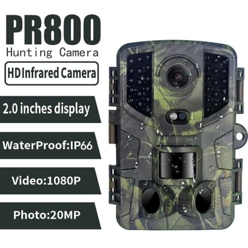 2.0 Inchs LCD Display PR800 Hunting Camera 20MP HD Infrared Night Vision Camera Waterproof IP66 Take Photo Fast Speed