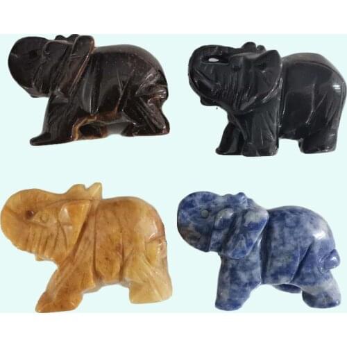 Wholesale 2.5 inch Hand Carved Natural Many kinds of Quartz Crystal Elephant Animals ZY