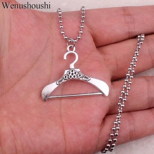Antique silver color clothing hanger necklaces men hiphop vintage necklaces women stainless steel chains di023