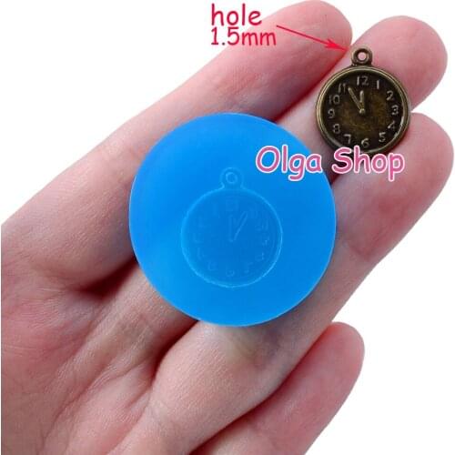 PYL728 15.2mm Arabic Digital Clock Silicone Mold Fondant Cake Decoration Candy Resin Clay Earrings Necklace Craft Soap Candle