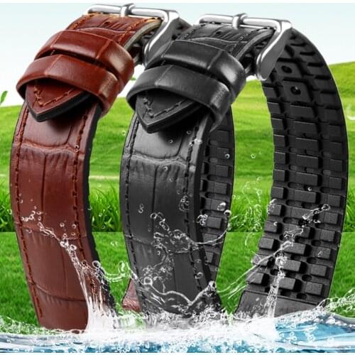 19mm 20mm 21mm 22mm Watch Band for Longines Masters Collection Omega Watch Strap Belt Bracelet Cowhide Leather Rubber Watchband