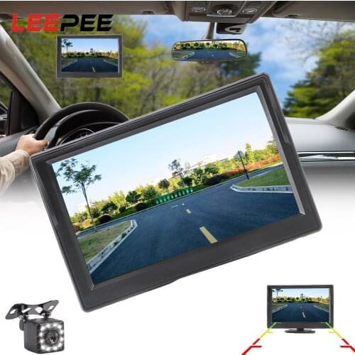 Car Parking Assistance Car Reversing Rearview Backup Camera Rubber Cup + Bracket Waterproof Rear View Monitor 5 Inch Infrared