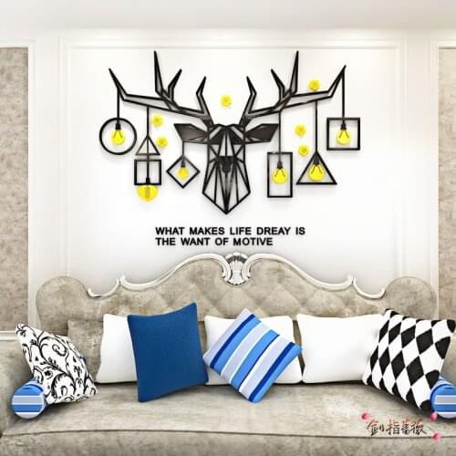 Nordic Deer Headlight 3D Wall Stickers Acrylic Sticker For Children Room Living Room Hallway Decor Home Art Wall Poster 5 Sizes