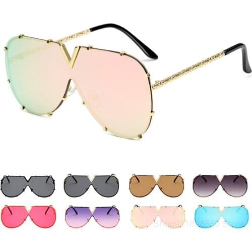 2021 New Arrival Women Brand Designer Men Luxury Mirror Sunglass V Oversize Clear Female Sun Glass Eyeglass Female Flat Top