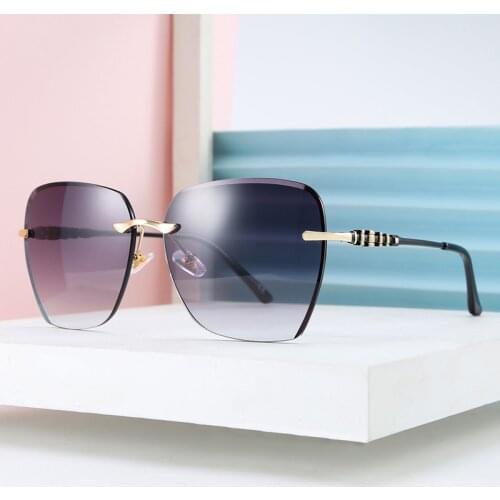 AOZE square cut lens sunglasses woman 2020 new polygonal rimless glasses anti UV sunglasses gafas de sol mujer Women ins Popular