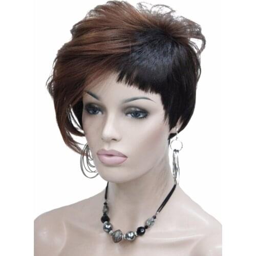 StrongBeauty Womens Asymmetric Inclined Bangs Black Short Straight Bob Natural Wig Synthetic Full Wigs