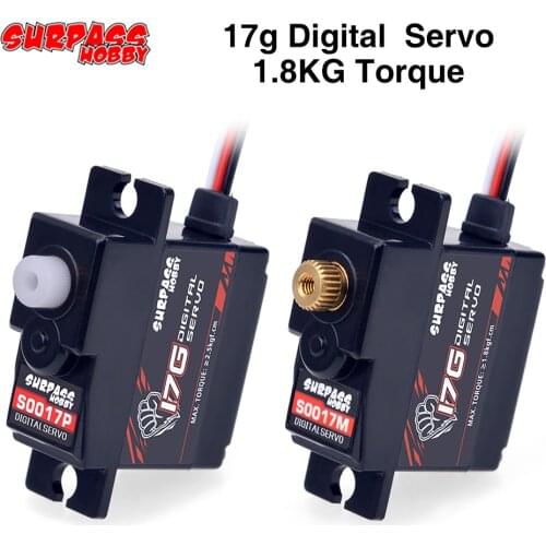 SURPASS Hobby 17g Micro Mini Servo S0017M Metal Gear 1.8KG Torque Digital Servo for 1/16 1/18 RC Car Helicoper plane And Boat