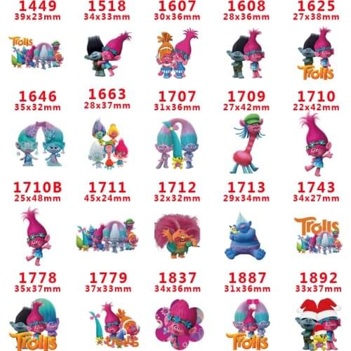 DIY Craft Supplies Sewing Accessories Cartoon Trolls Printed Planar Resins Mold 30 Pieces. PR-1449
