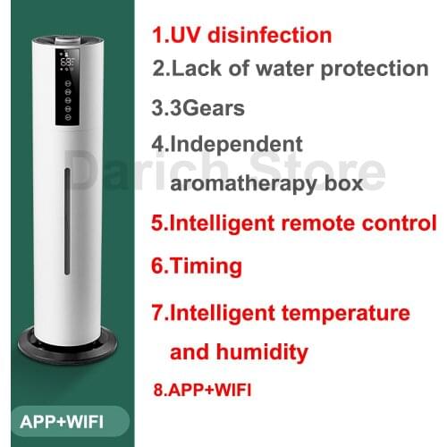 360 Rotating Large Tank Room Ultrasonic 7.5L Capacity Atomizer Industrial Air Humidifier Smart Touch Screen For Room Mist Maker