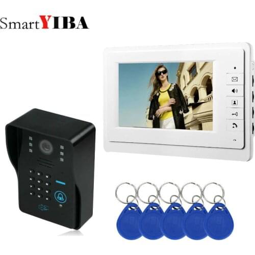 SmartYIBA Video Intercom 7''Inch Monitor Wired Video Door Phone Doorbell Speakephone Intercom Password RFID Camera System
