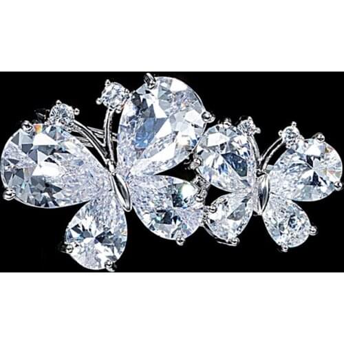 Zlxgirl jewelry Classic cubic zircon two butterfly brooch jewelry Copper scarf Corsage Pins nice mens clothing jewelry