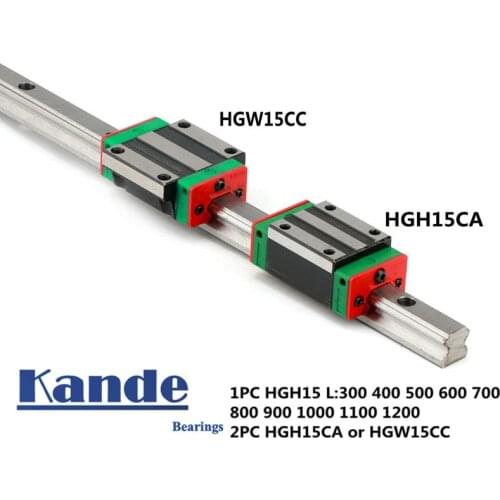 Precision rail 1PC HGH15 Linear guide + 2PCS HGH15CA Block or HGW15CC Flange CNC L 300 400 500 Lead 1515 Engraving machine