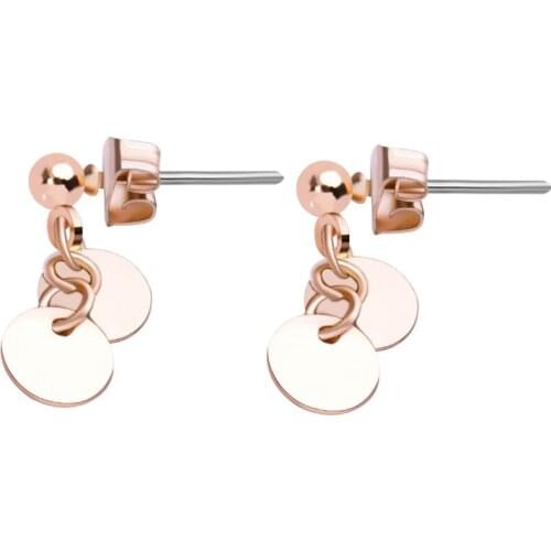Double Small Round Metallic Slices Golden Silver Plated Beads Stud Women Stud Earrings