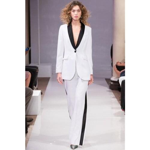 White Women Pantsuit Jacket Women Fashion Long Sleeve Suit Women Tailored Collar Jacket Suits Female Ladies Custom Made