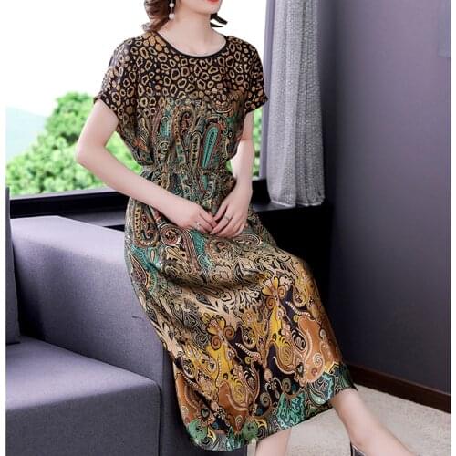 Summer Women Vintage Print Short Sleeve Sundress 2021 Casual 4XL Plus Size Beach Midi Dress Spring Elegant Bodycon Party Vestido