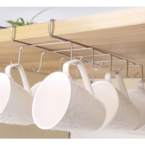 10 Hooks Stainless Steel Wardrobe Hanger Coffee Mug Cup Hanging Holder Drainer GXMA