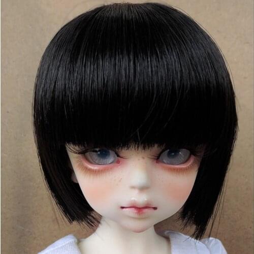 2021 New Style 1/3 1/4 1/6 1/8 Black Short Style Hair High Temperature Wire BJD Doll Wig