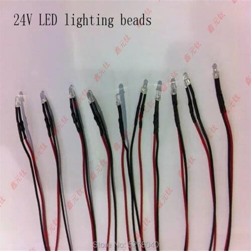 24V 3MM red yellow blue green white pink warm white orange purple Transparent highlight Take line lamp bead 50pcs/lot
