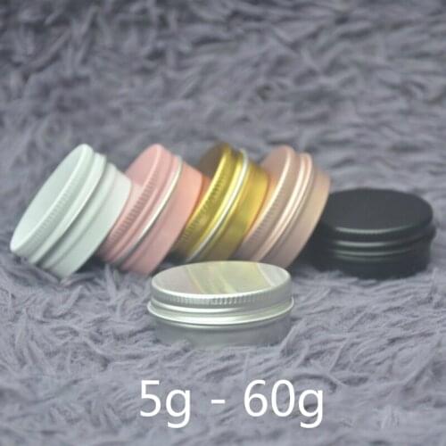 5g 10g 15g 20g 30g 50g 60g Empty Aluminum Jar Cosmetic Lip Balm Cream Container Rose Gold Silver Pink Black Metal Bottle 50pcs