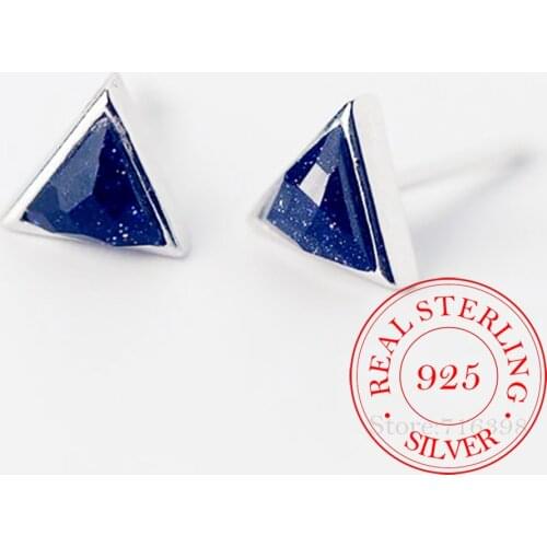 925 Sterling Silver Triangle Stud Earrings for Women Girls Wedding Party Gift Femme Jewelry pendientes eh410