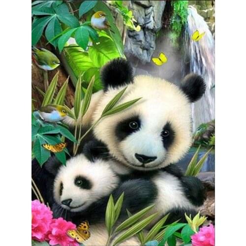 Diamond Painting Kits Full Round With AB Drill Animals Panda 5D Diamond Mosaic Embroidery Cartoon Crystal Bead Painting Art GIft