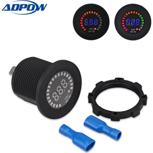 Car 12v Digital Voltmeter Panel Volt Meter Waterproof Car Volt Meter Gauge Auto Motorcycle Voltmeter Gauge 12v Boat Motor 24v