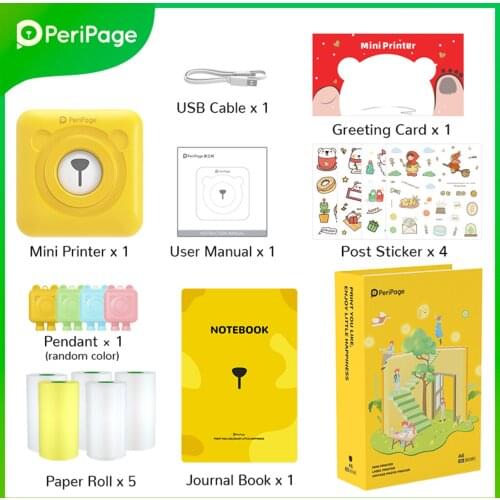 Wireless BT Thermal Printer Mini Pocket Picture Photo Label Receipt Paper Printer AR Photo Function with 5 Rolls Thermal Paper