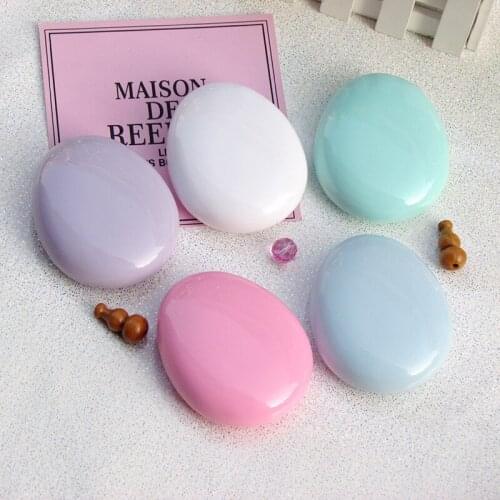 New Color egg contact lens case with mirror Solid color pebble contact lens case travel portable contact lens box