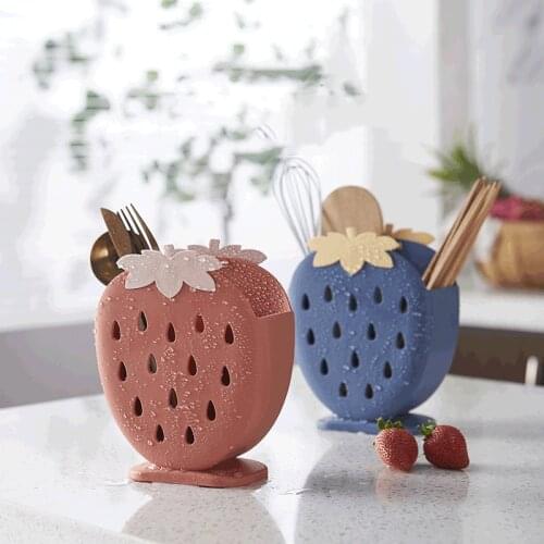 Utensil Storage Rack Kitchen Chopsticks Spoon Fork Storage Box Strawberry Draining Holder Container GQ