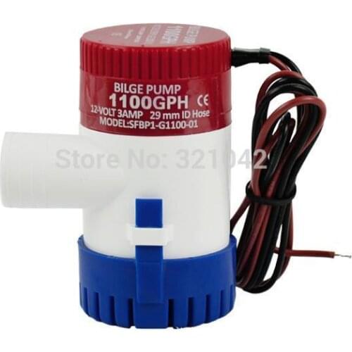 12V 24V Bilge Pump 1100GPH Electric Marine Submersible Bilge Sump Water Pump