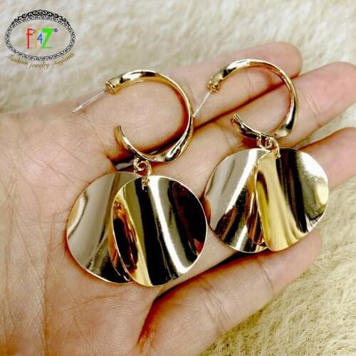 F.J4Z New Arrival Drop Earrings for Women Designer Shinning Circles Statement Earring Anti-allergic Ear Jewelry Dropship