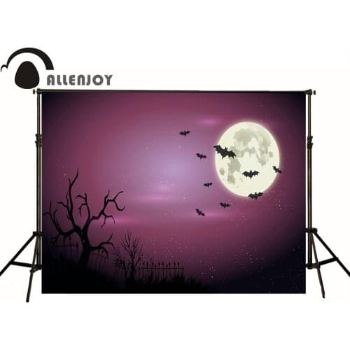 Allenjoy Photographic backdrop Moon Bat Cemetery Arrow Halloween theme vinyl camera fotografica background photography studio