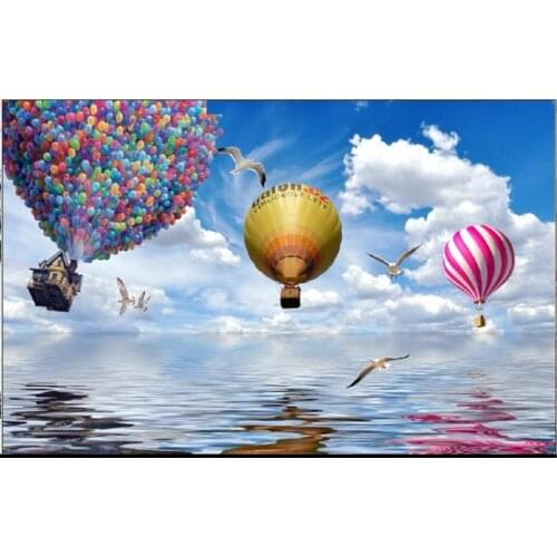 Custom photo wallpaper for walls 3 d wall murals Blue sky, sea, hot air balloon mural TV background wall papers home decoration