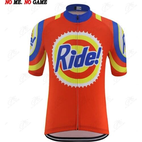 Summer retro funny cycling jersey men short sleeve red bike shirt tops road ride clothes quick-dry cycling bike clothing