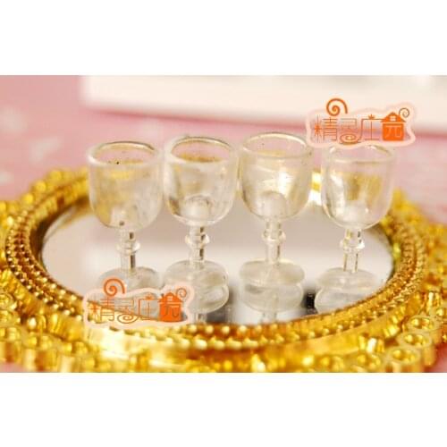 G05-X479 children baby gift Toy 1:12 Dollhouse mini Furniture Miniature rement Transparent plastic glasses wine cups 4pcs/set