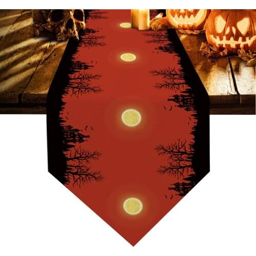 Halloween Castle Tombstone Moon Bat Table Runners Home Dining Coffee Table Decor Table Cloth Wedding Decoration Table Cover