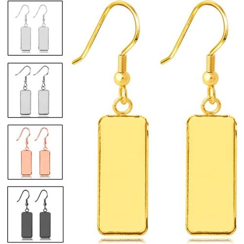 10pcs Stainless Steel Connector Fit 10x25mm Rectangle Blank Setting Bezel Base Cabochon Earring Base Tray For DIY Earring Gift