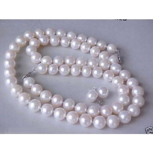 Beautiful NEW 9-10MM REAL SOUTH SEA WHITE PEARL NECKLACE BRACELET EARRING