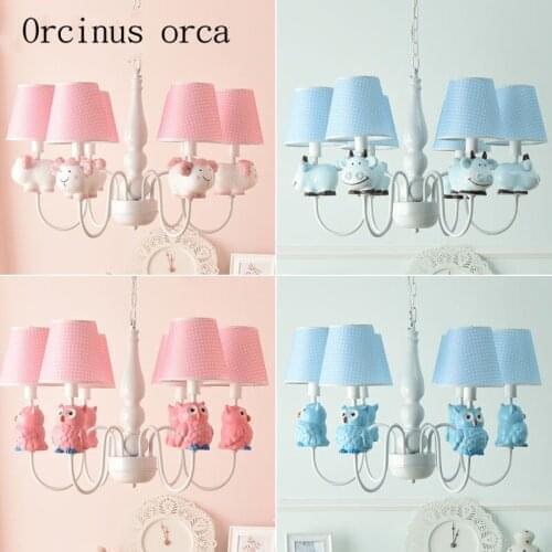 Creative cartoon animal pendant lamp Boy Girl Bedroom children room lamp simple personality lamb LED Chandelier free shipping