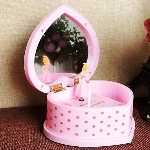 Mechanical Music Box Children Friends Ballerina Heart-Shaped Lovely Plastic Home Decor Rotating Jewelry Storage Dancing Girl