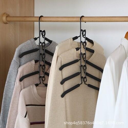 Multi-functional 5 in 1 Trouser Storage Rack Clothes Hangers Space-Saving Multiple Non-Slip Hanger Shelf Closet Organizer