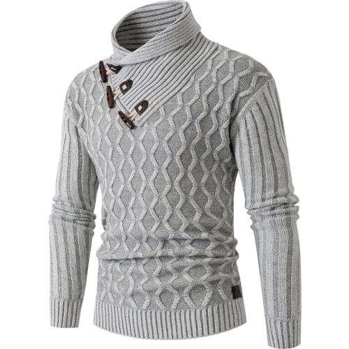 Men Hot Slim Pullover Sweater Men Brand Casual Slim Sweaters Thick Horn Buckle Coarse Wool Twist Flower sweater Plus size S-3XL