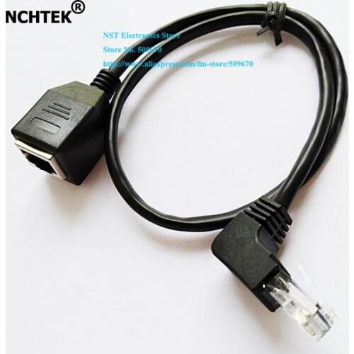 NCHTEK 90 Degree Up Angled STP UTP Cat5e RJ45 Male to Female Panel Mount Ethernet Extension Cable 30CM/Free Shipping/10PCS