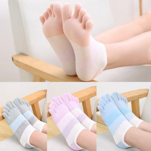 2021 New Five Finger Ankle Socks Women Summer Thin Breathable Cotton Student Boat Socks with Toes Woman Short Invisible Toe Sock