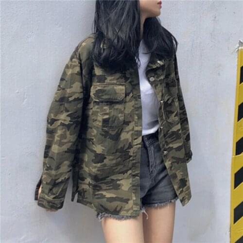 New 2020 Military Style Spring Camouflage Jacket Women Plus Size Casual Embroidery Long Sleeve Loose Coats Female Jacket C97