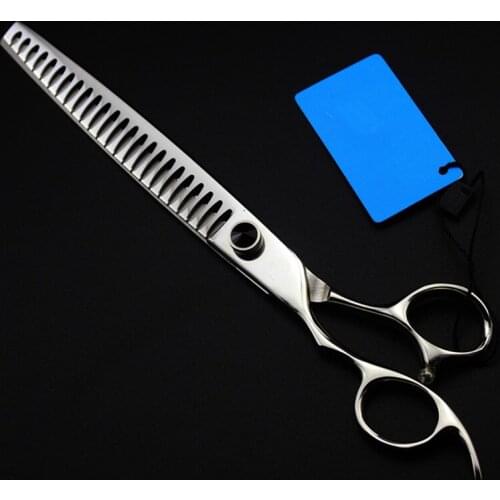 8'' Left handed Pet dog grooming hair scissors Salon Hair Thinning Scissors Fish Bone Teeth Hair Shears Hairdressing Stylist