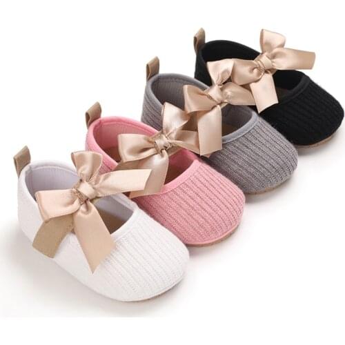 Baby Girls First Walkers Newborn Shoes Cute Bowknot Infant Prewalker PU Soft Bottom Anti Slip Toddler Girls Princess Shoes