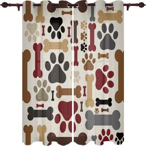 Animal Dog Paw Window Curtains Kitchen Bedroom Drapes Home Decor Luxury Curtains for Living Room