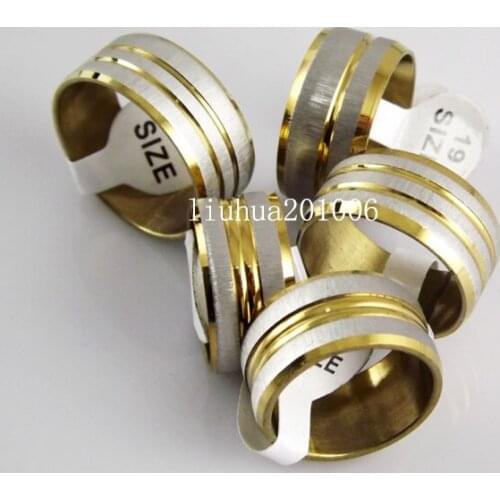Wholesale - 36 pcs 10mm Brushed Cut Stainless Steel Mens rings