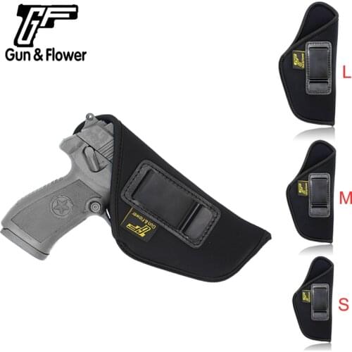 Gun&Flower Neoprene Holster Universal IWB Carry Gun Case with Belt Clip S/M/L Shooting Gear